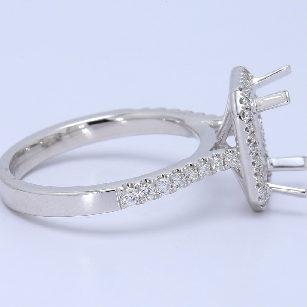 American Jewelry 14k White Gold 0.31ctw Diamond Radiant Halo 9x7 Semi Mount Engagement Ring (Size 6)