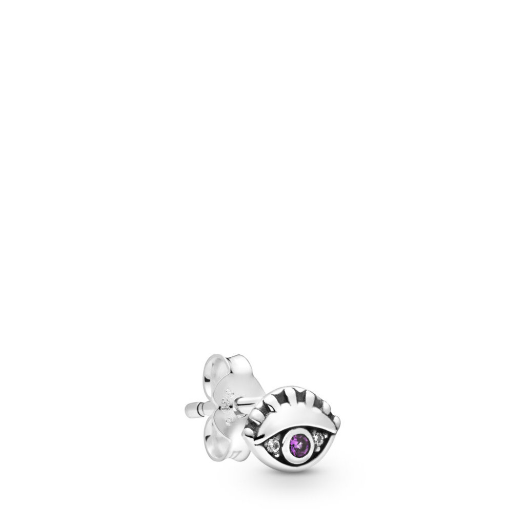 Pandora PANDORA Me Single Stud Earring, My Eye, Purple & Clear CZ