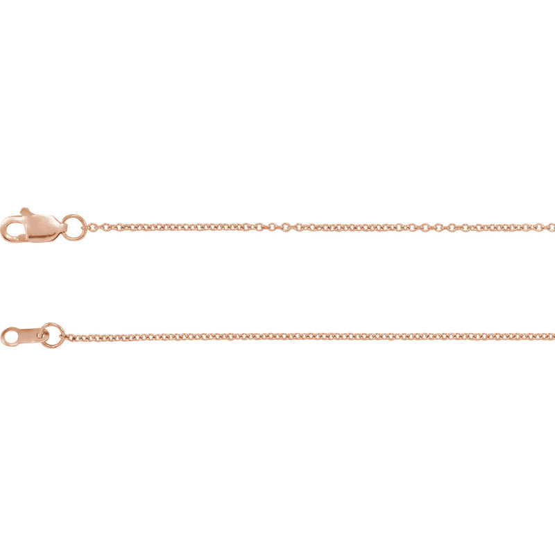 American Jewelry 14k Rose Gold 1.5mm Diamond Cut Cable Chain (16")