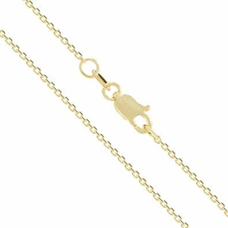 American Jewelry 14k Yellow Gold 18" 1mm Diamond Cut Cable Chain