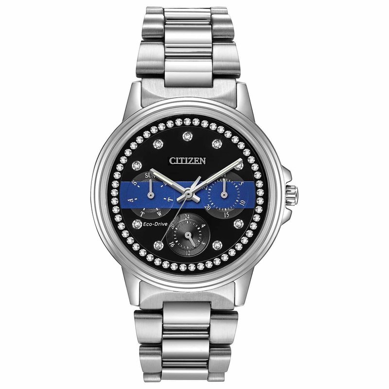 Citizen Citizen Eco-Drive Thin Blue Line Ladies Watch with Swarovski Crystals