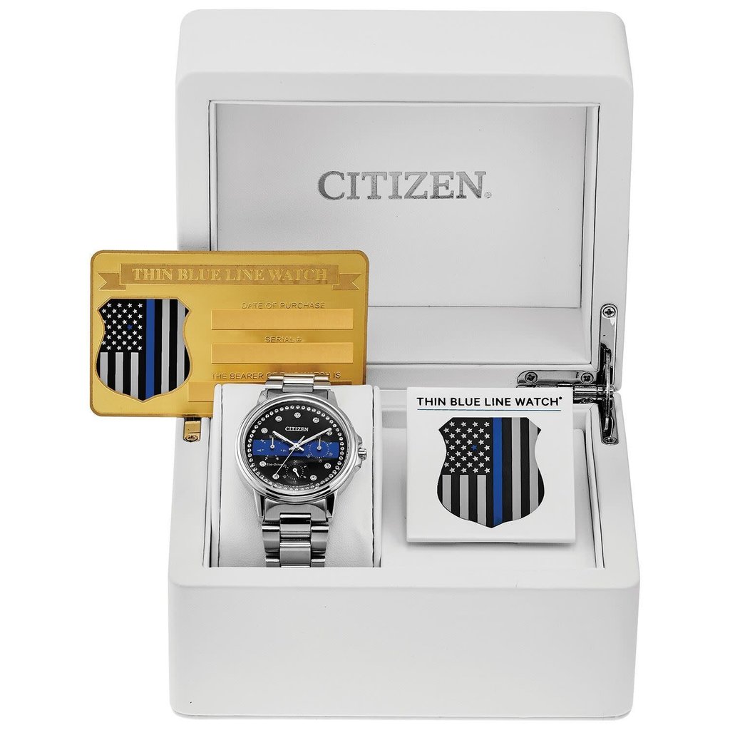 Citizen Citizen Eco-Drive Thin Blue Line Ladies Watch with Swarovski Crystals