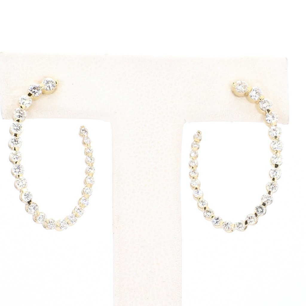 American Jewelry 14k Yellow Gold 1.28ctw Round Brilliant Diamond Journey Earrings