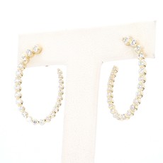 American Jewelry 14k Yellow Gold 1.28ctw Round Brilliant Diamond Journey Earrings