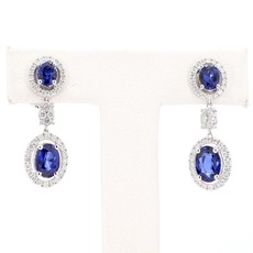 American Jewelry 14k White Gold .60ctw Diamond & 2.40ctw Sapphire Dangle Earrings