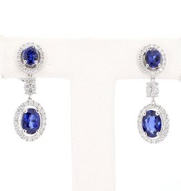 American Jewelry 14k White Gold .60ctw Diamond & 2.40ctw Sapphire Dangle Earrings