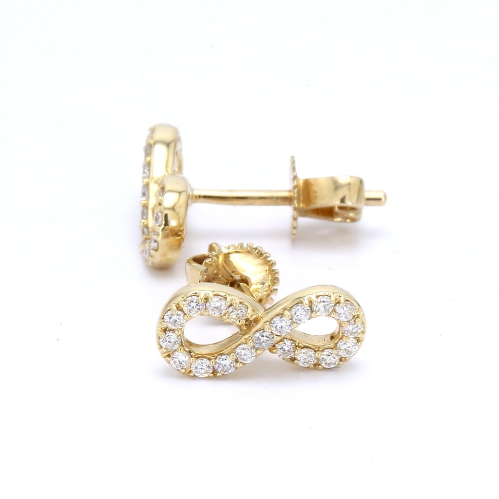 American Jewelry 14K Yellow Gold .25ctw Diamond Infinity Stud Earrings