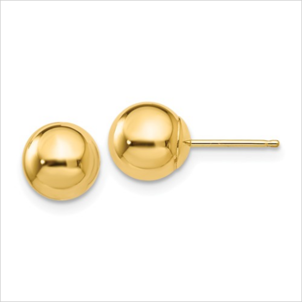 American Jewelry 14k Yellow Gold 7mm Ball Stud Earrings