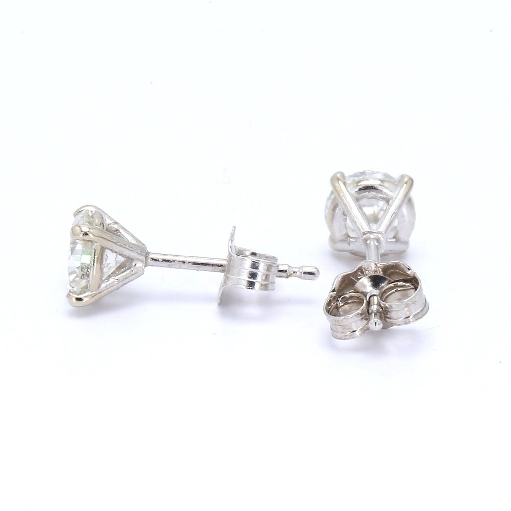 American Jewelry 14k White Gold 7/8ctw Diamond Martini Set 4 Prong Stud Earrings