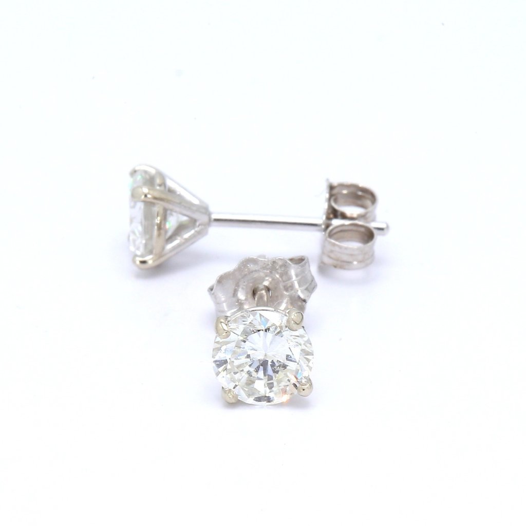 American Jewelry 14k White Gold 7/8ctw Diamond Martini Set 4 Prong Stud Earrings