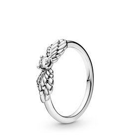 Pandora PANDORA Ring, Sparkling Angel Wings, Clear CZ - Size 56
