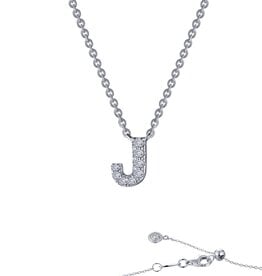Lafonn Lafonn Sterling Silver .34ctw Simulated Diamond 'J' Block Initial Necklace (20")
