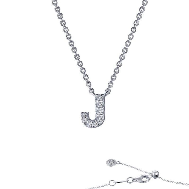 Lafonn Lafonn Sterling Silver .34ctw Simulated Diamond 'J' Block Initial Necklace (20")