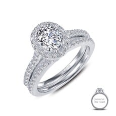 Lafonn Lafonn 1.61cttw Oval Halo Engagement Ring with Matching Wedding Band (Size 7)