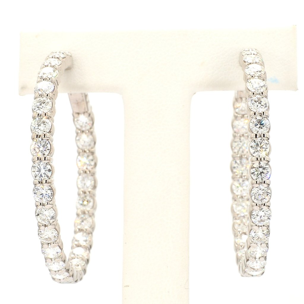 American Jewelry 18K White Gold 7.00ctw Diamond Inside-Out Hoop Earrings (40mm)