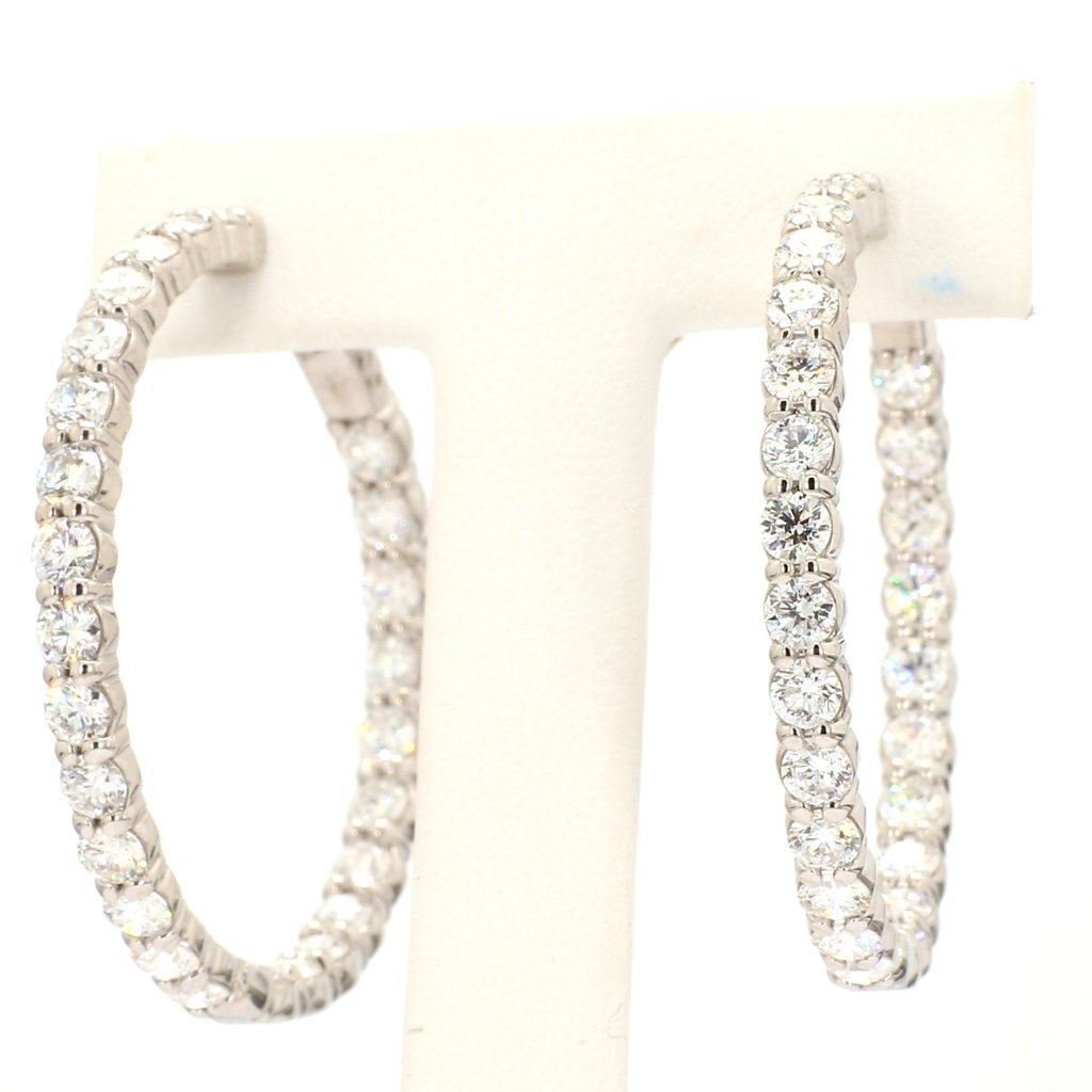 American Jewelry 18K White Gold 7.00ctw Diamond Inside-Out Hoop Earrings (40mm)