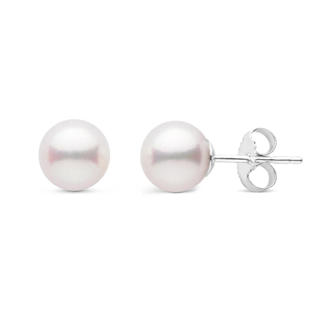 American Jewelry 14k White Gold 6.5-7mm Akoya Pearl Stud Earrings