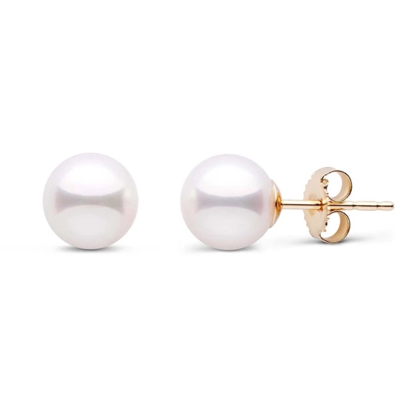 American Jewelry 14k White Gold 7-7.5mm Akoya Pearl Stud Earrings