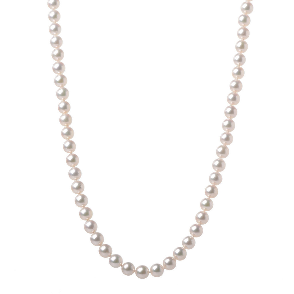 American Jewelry 14k White Gold 24" 7-7.5mm Akoya Pearl Strand Necklace