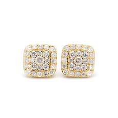 American Jewelry 14k Yellow Gold 2ctw Diamond Cluster Stud Earrings