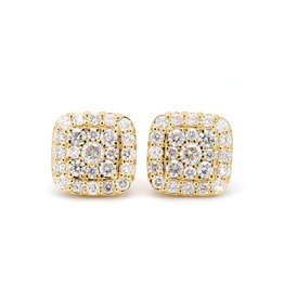 American Jewelry 14k Yellow Gold 2ctw Diamond Cluster Stud Earrings