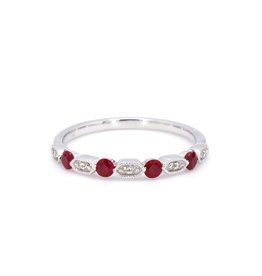 American Jewelry 14k White Gold .40ctw Ruby & Diamond Stackable Ladies Band (Size 6)