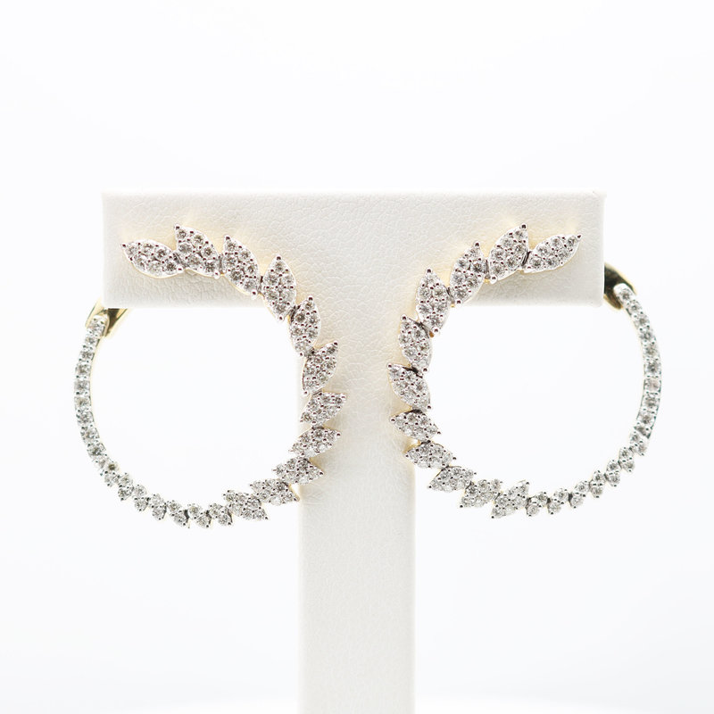 American Jewelry 14k Yellow Gold 1.50ctw Diamond Fashion Circle Earrings