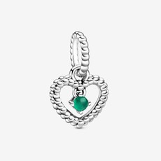 Pandora PANDORA Charm, Rainforest Green Beaded Heart, Crystal