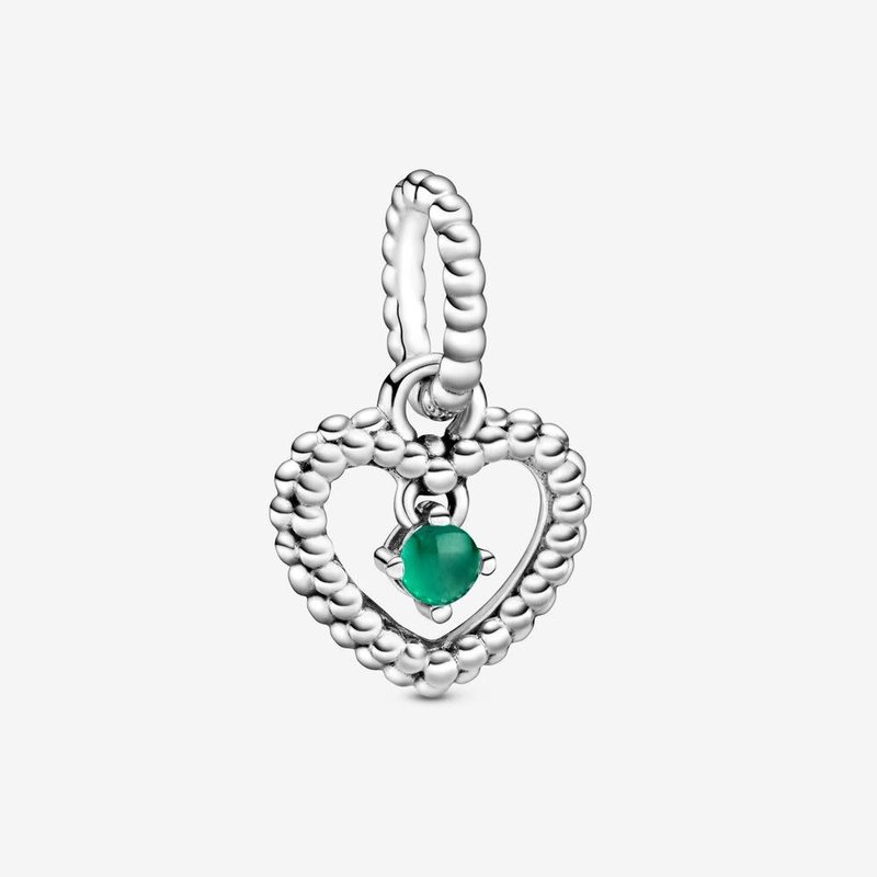 Pandora PANDORA Charm, Rainforest Green Beaded Heart, Crystal