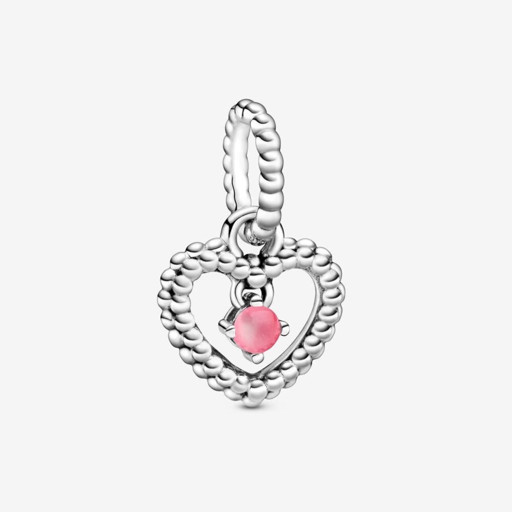 Pandora PANDORA Charm, Petal Pink Beaded Heart, Crystal