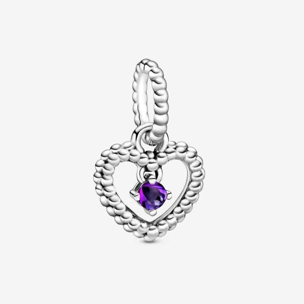 Pandora PANDORA Charm, Purple Beaded Heart, Crystal