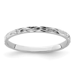 American Jewelry 14K White Gold Diamond-Cut Zig-Zag Design Ring (Size 3.5)