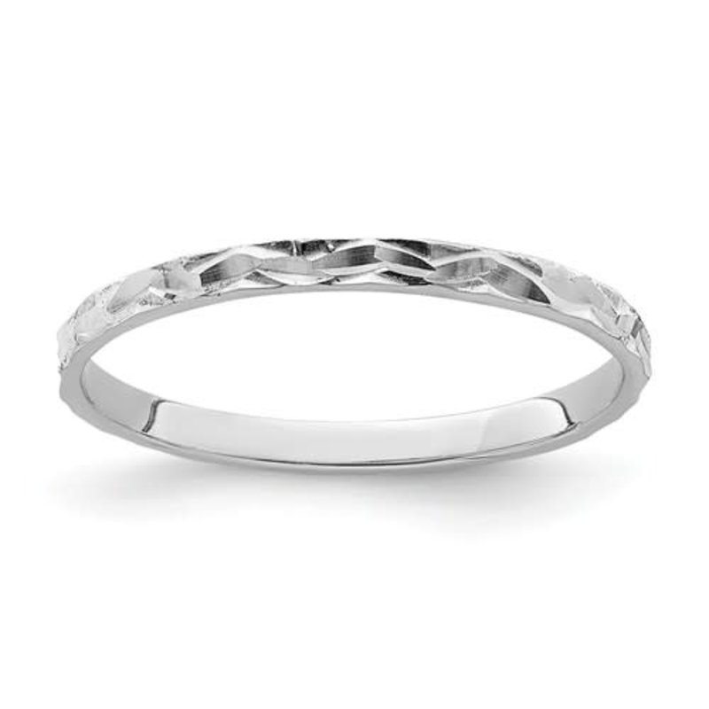 American Jewelry 14K White Gold Diamond-Cut Zig-Zag Design Ring (Size 3.5)