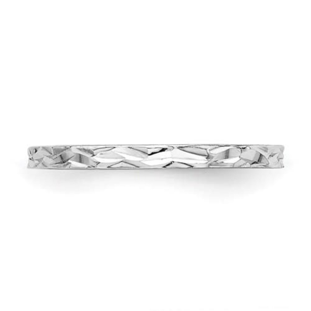 American Jewelry 14K White Gold Diamond-Cut Zig-Zag Design Ring (Size 3.5)