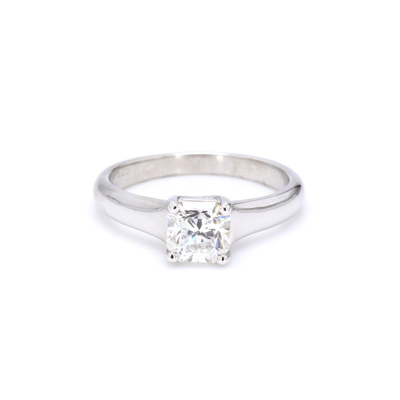 American Jewelry ESTATE Platinum 1.01ct H/VVS1 Lucida Cut Solitaire Diamond Engagement Ring (Size 6.25)