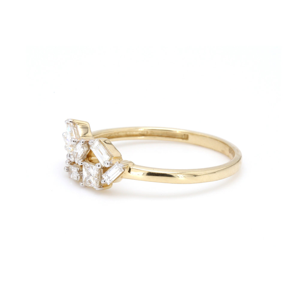 American Jewelry 14k Yellow Gold 5/8ctw Princess & Baguette Diamond Ladies Fashion Ring (Size 6.5)