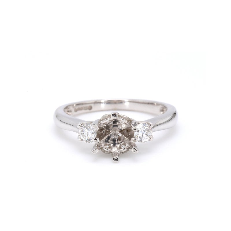 American Jewelry 14k White Gold 5/8ctw Round Brilliant Diamond Semi Mount Engagement Ring (Size 6.75)