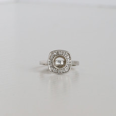 American Jewelry 14k White Gold 0.20ctw Diamond Halo Semi Mount Engagement Ring (Size 6)