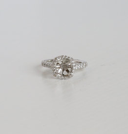 American Jewelry Platinum .83ctw Diamond Halo Vintage Design Semi Mount Engagement Ring