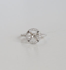 American Jewelry 14k White Gold .56ctw Diamond Round Double Edge Halo Semi Mount Engagement Ring (Size 6)