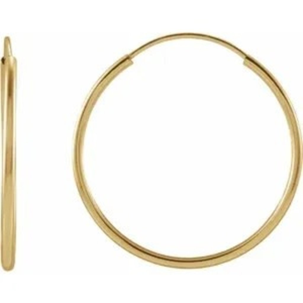 American Jewelry 14k Yellow Gold 20mm Endless Tube Hoop Earrings