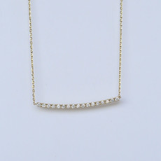 American Jewelry 14K Yellow Gold 0.34ctw Diamond Bar Necklace (14"-16")
