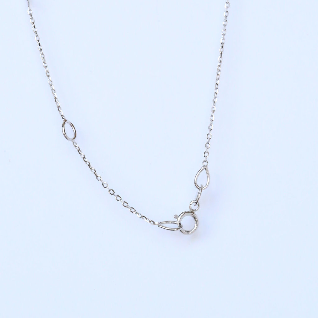 American Jewelry 14K White Gold 0.12ctw Diamond Crescent Moon Necklace (14-18" Adjustable)