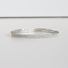 American Jewelry 18K White Gold 2.95ctw Diamond Double Wrap Flexible Bangle Bracelet