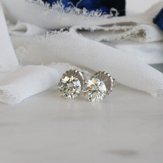American Jewelry 14K White Gold 4.85ctw Round Brilliant Diamond Stud Earrings
