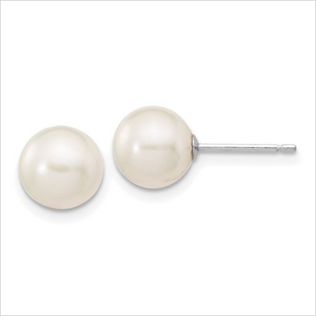 American Jewelry 14k White Gold 8-8.5mm Akoya Pearl Stud Earrings