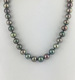 14k White Gold Multicolor 10mm Tahitian Pearl Necklace 18"