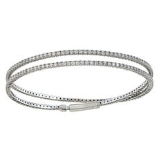 American Jewelry 14k White Gold 3.4ctw Diamond Flexible Double Wrap Bracelet