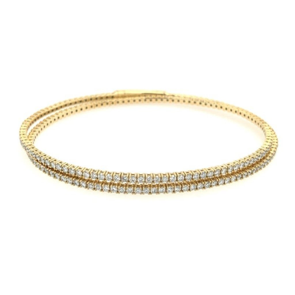 American Jewelry 14k Yellow Gold 3.35ctw Diamond Flexible Double Wrap Bracelet
