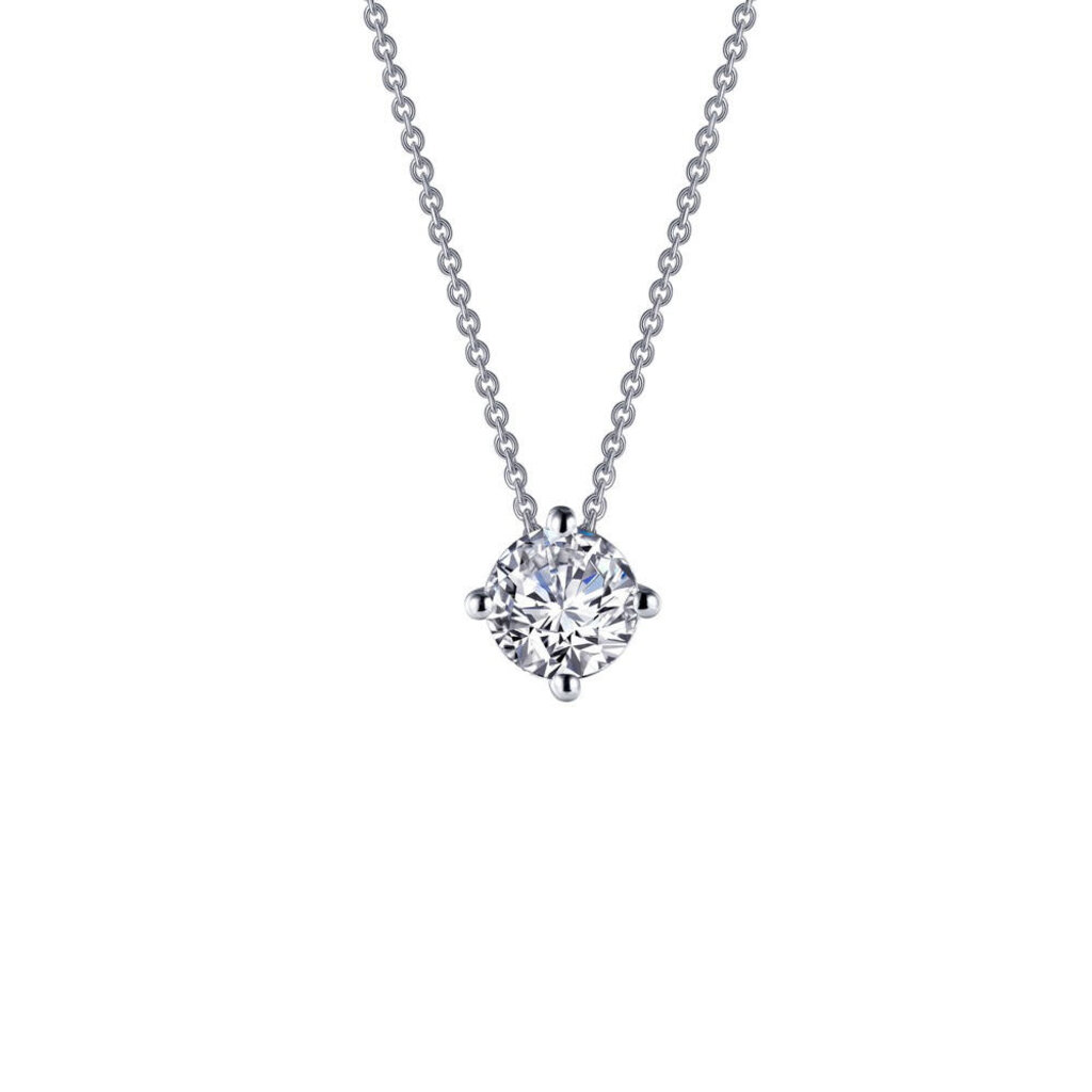 Lafonn Lafonn Sterling Silver .90ctw Simulated Diamond Round Brilliant Solitaire Pendant (20")